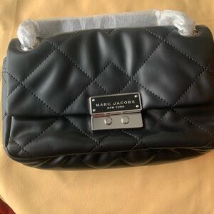 NWT Marc Jacobs Black Quilted Faux Leather Shoulder Crossbody Bag Purse